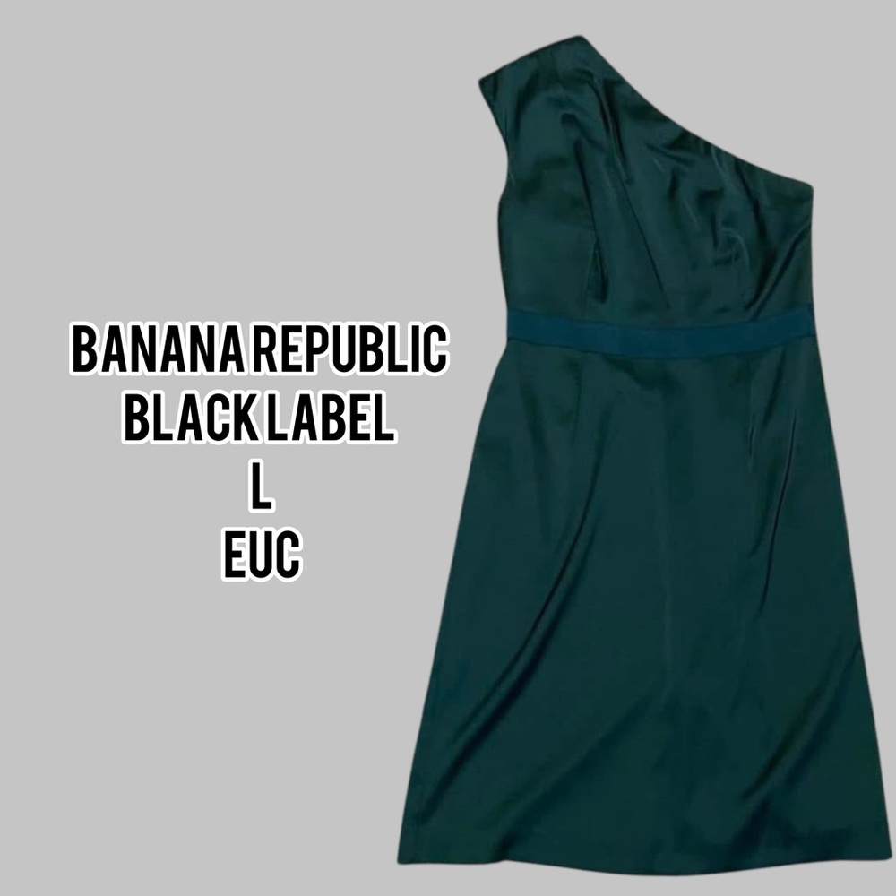 Banana Republic Green One-Shoulder Asymmetrical Sheath Dress